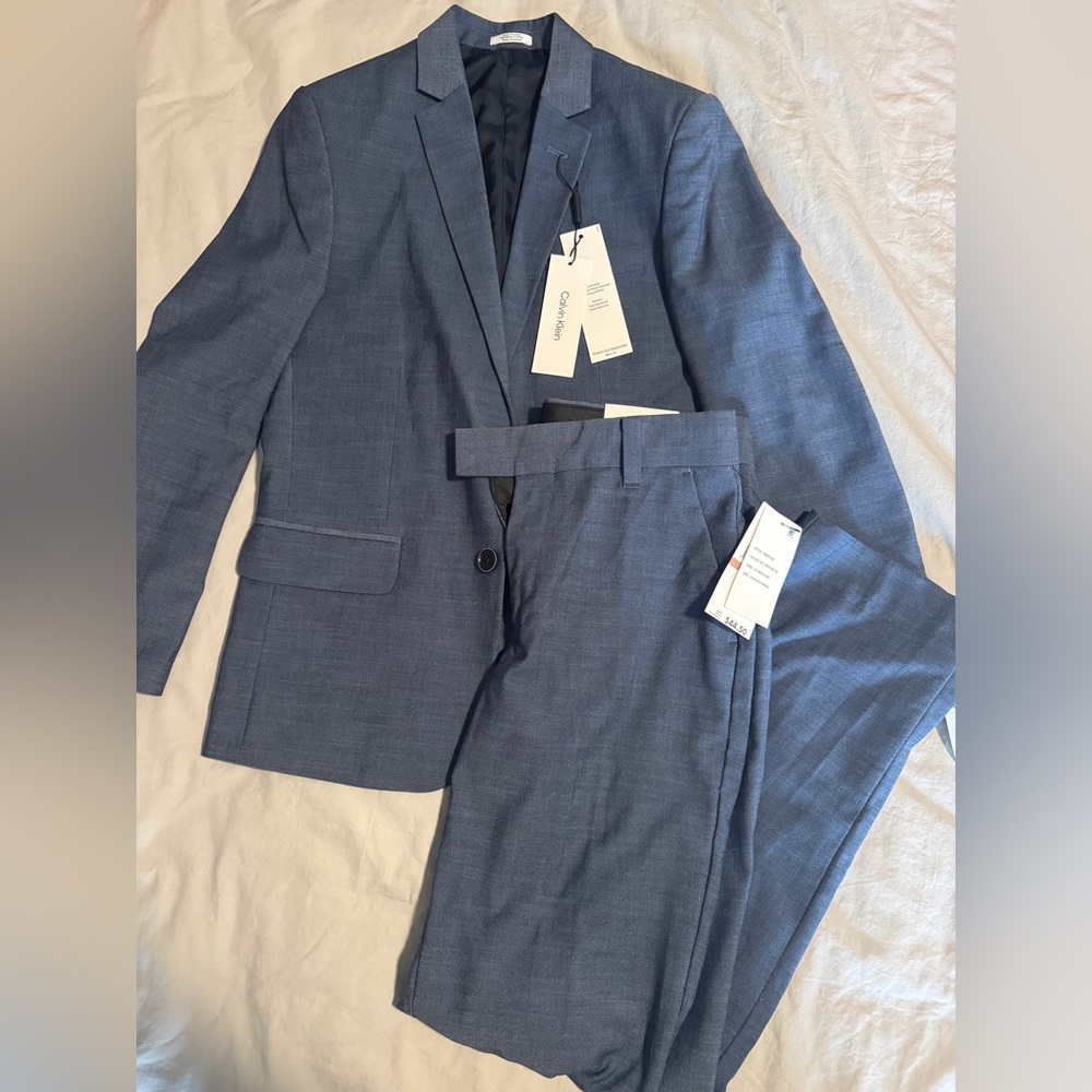 Boys size 12 Calvin Klein chambray suit NWT